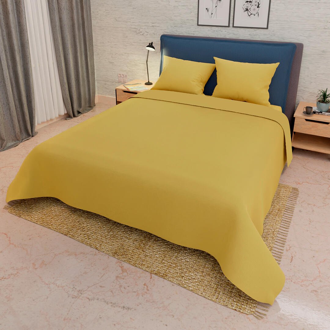 Juego de Sabanas My House Amarillo para Cama King 200 X 200 Cm Fondo Entero - Sabanas | Bylmo