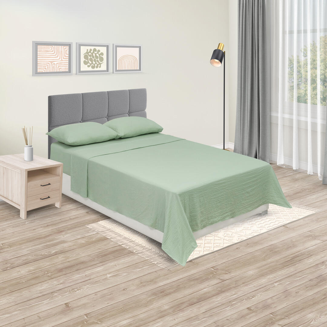 Juego de Sabanas Cotton Sense Verde para Cama Doble 140 X 190 Cm Fondo Entero - Sabanas | Bylmo