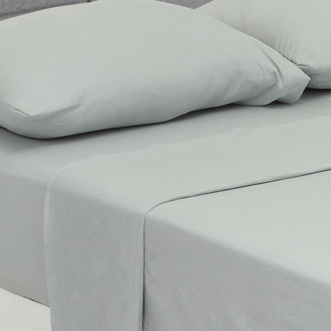 Juego de Sabanas Cotton Sense Gris Claro para Cama Queen 160 X 190 Cm Fondo Entero - Sabanas | Bylmo