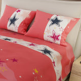 Juego de Sabanas Limila Coral y Blanco para Cama Queen 160 X 190 Cm Estrellas - Sabanas | Bylmo