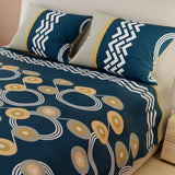 Juego de Sabanas Limila Azul Oscuro y Blanco para Cama King 200 X 200 Cm Círculos Entrelazados - Sabanas | Bylmo
