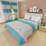 Juego de Sabanas Limila Blanco y Azul para Cama King 200 X 200 Cm Corazones - Sabanas | Bylmo
