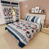 Juego de Sabanas Limila Blanco y Azul para Cama King 200 X 200 Cm Círculos Entrelazados - Sabanas | Bylmo