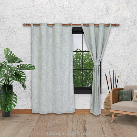 Cortina Arpillera Ancestral Gris 270x220cm Horizontal Argolla - Cortinas y Persianas | Bylmo