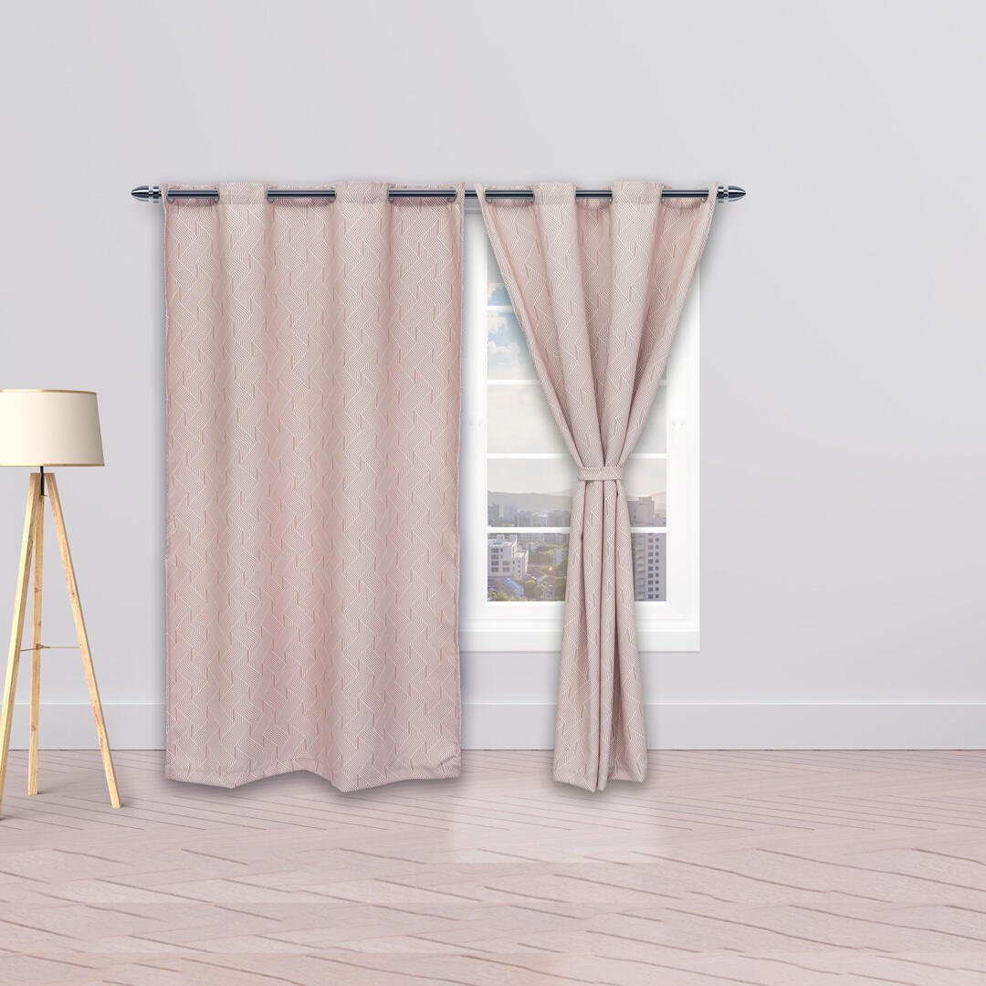 Cortina Blackout Cubista Rosado 270x220cm Horizontal Argolla - Cortinas y Persianas | Bylmo