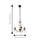 Lámpara Colgante Rústico 3 Luces Café Acero Ajustable 44x44x110cm - Iluminacion | Bylmo