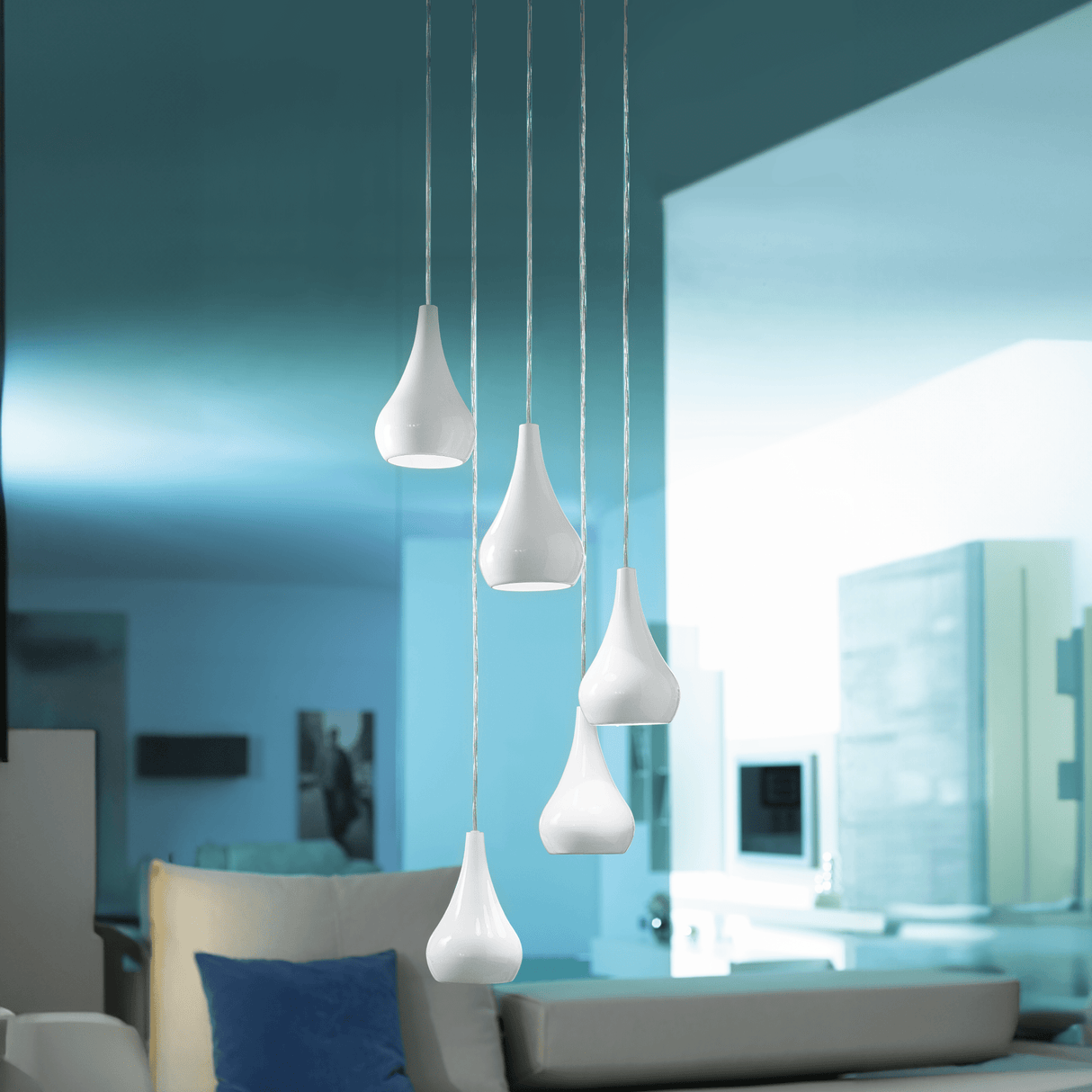 Lámpara Colgante Moderno 35x35x110cm Blanco Ajustable - Iluminacion | Bylmo