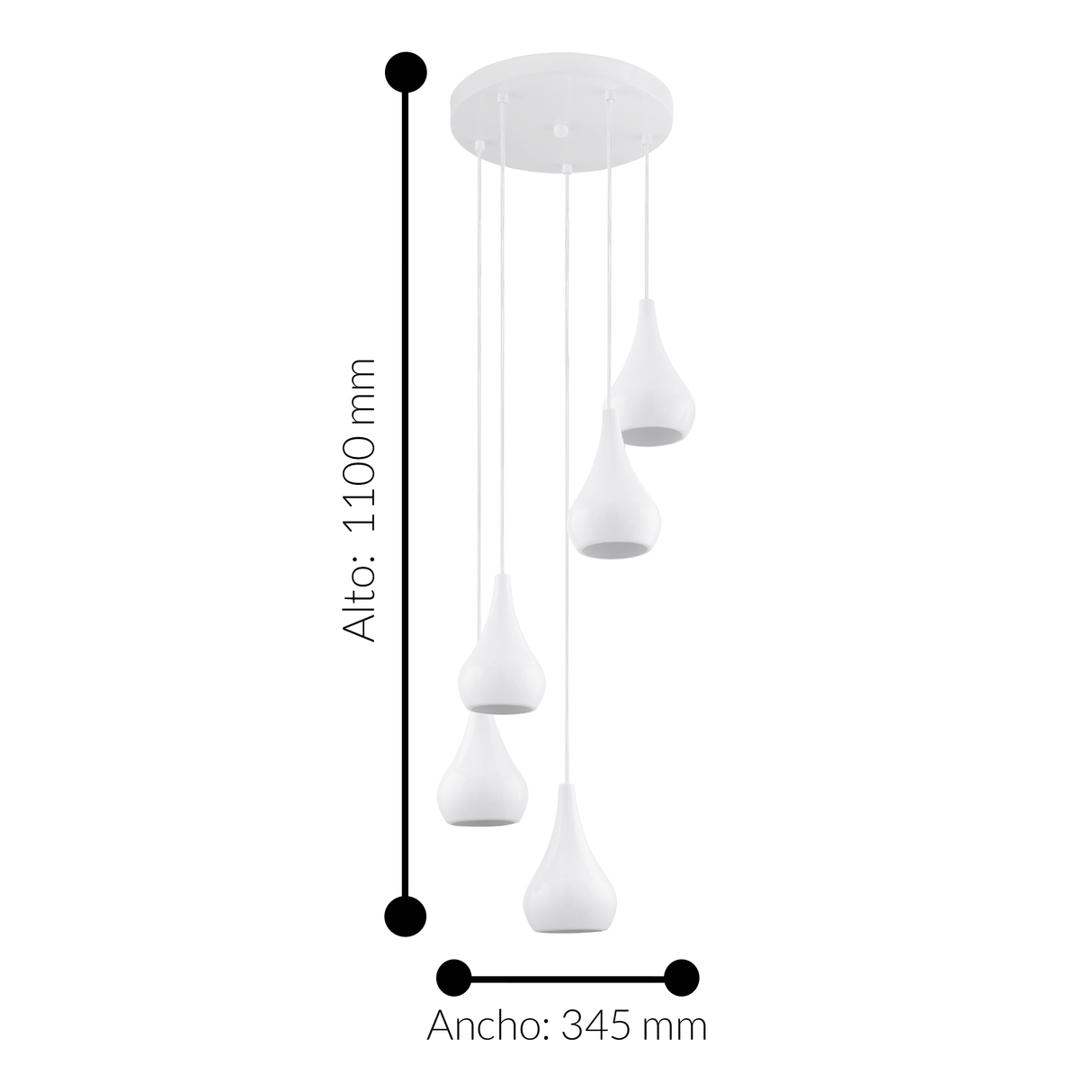 Lámpara Colgante Moderno 35x35x110cm Blanco Ajustable - Iluminacion | Bylmo
