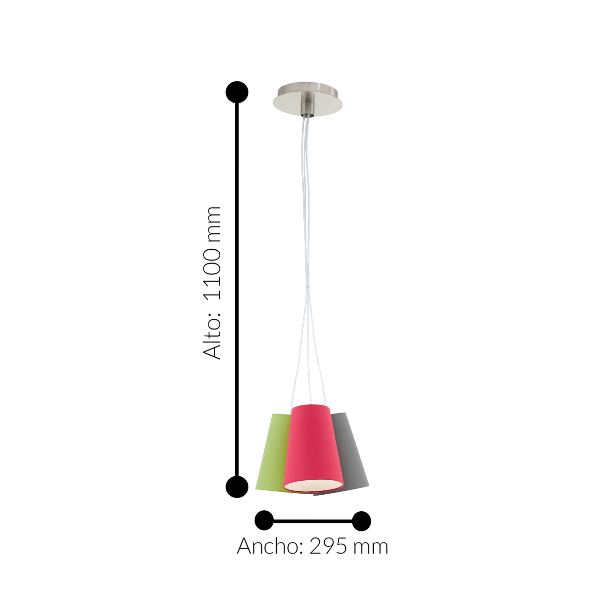 Lámpara Colgante Contemporáneo Multicolor 3 Luces LED Ajustable 30x30x110 cm - Iluminacion | Bylmo