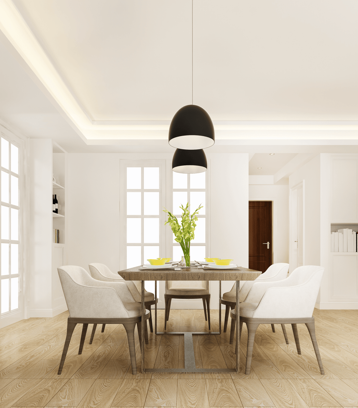 Lámpara Colgante Contemporáneo 49x49x110cm Negro Acero 1100L IP20 - Iluminacion | Bylmo