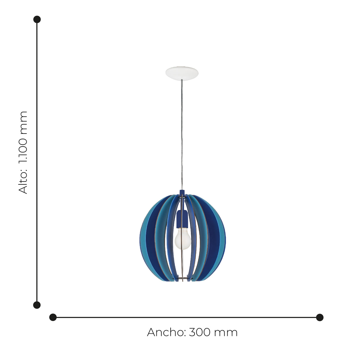 Lámpara Colgante Rústico Azul 30x30x110cm Madera Ajustable - Iluminacion | Bylmo