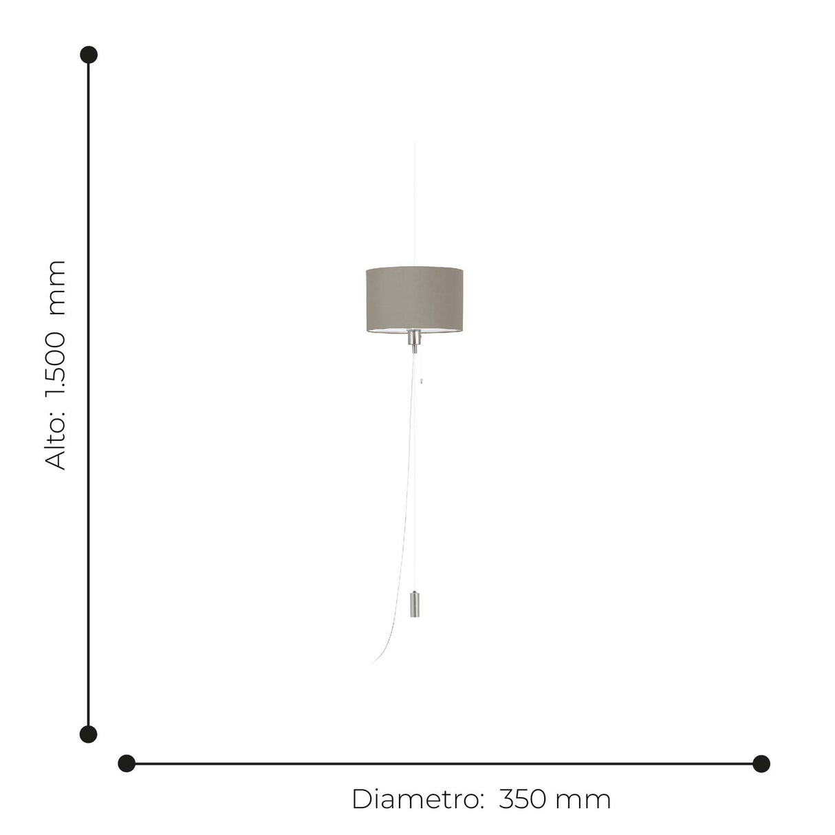 Lámpara Colgante Contemporáneo Gris Acero 1.47kg 35x35x150cm - Iluminacion | Bylmo