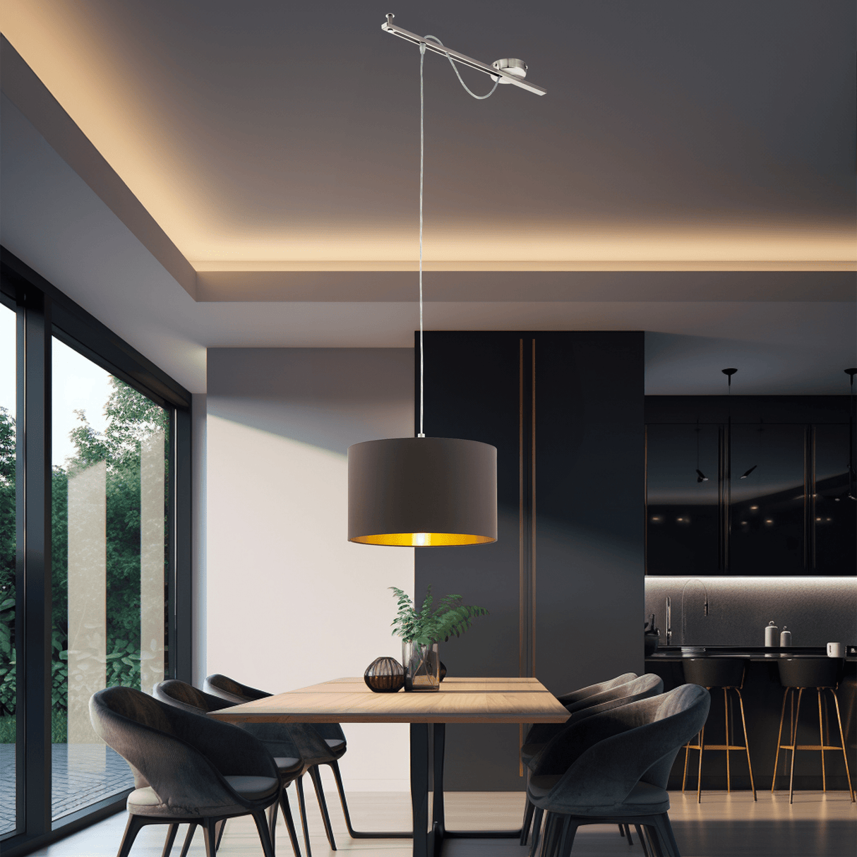 Lámpara Colgante Contemporáneo 38x58x130cm Negro Ajustable - Iluminacion | Bylmo