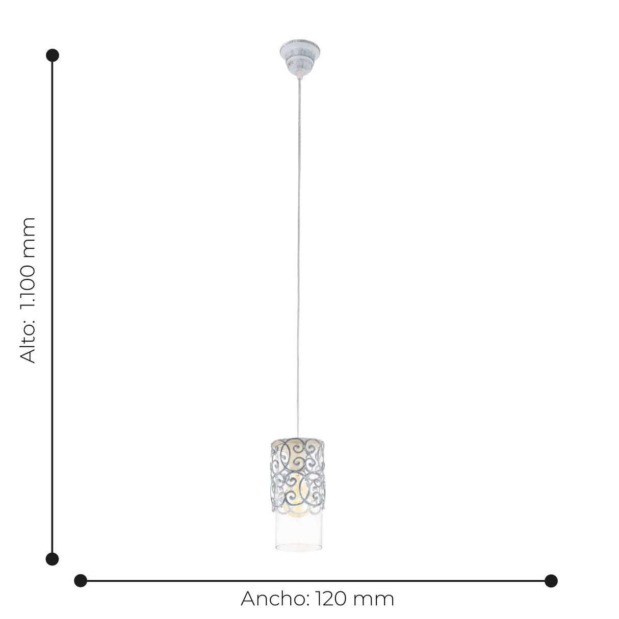 Lámpara Colgante Vintage Gris 1 Luz Ajustable 1100 Lúmenes - Iluminacion | Bylmo