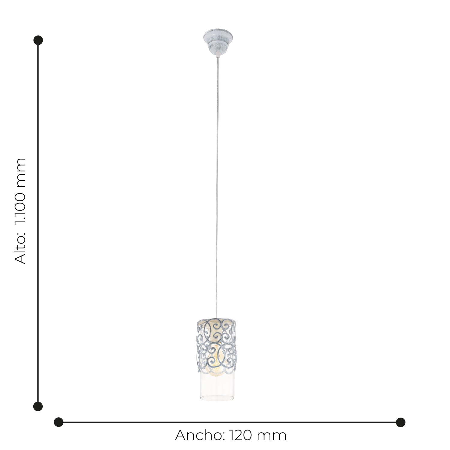 Lámpara Colgante Vintage Gris 1 Luz Ajustable 1100 Lúmenes - Iluminacion | Bylmo
