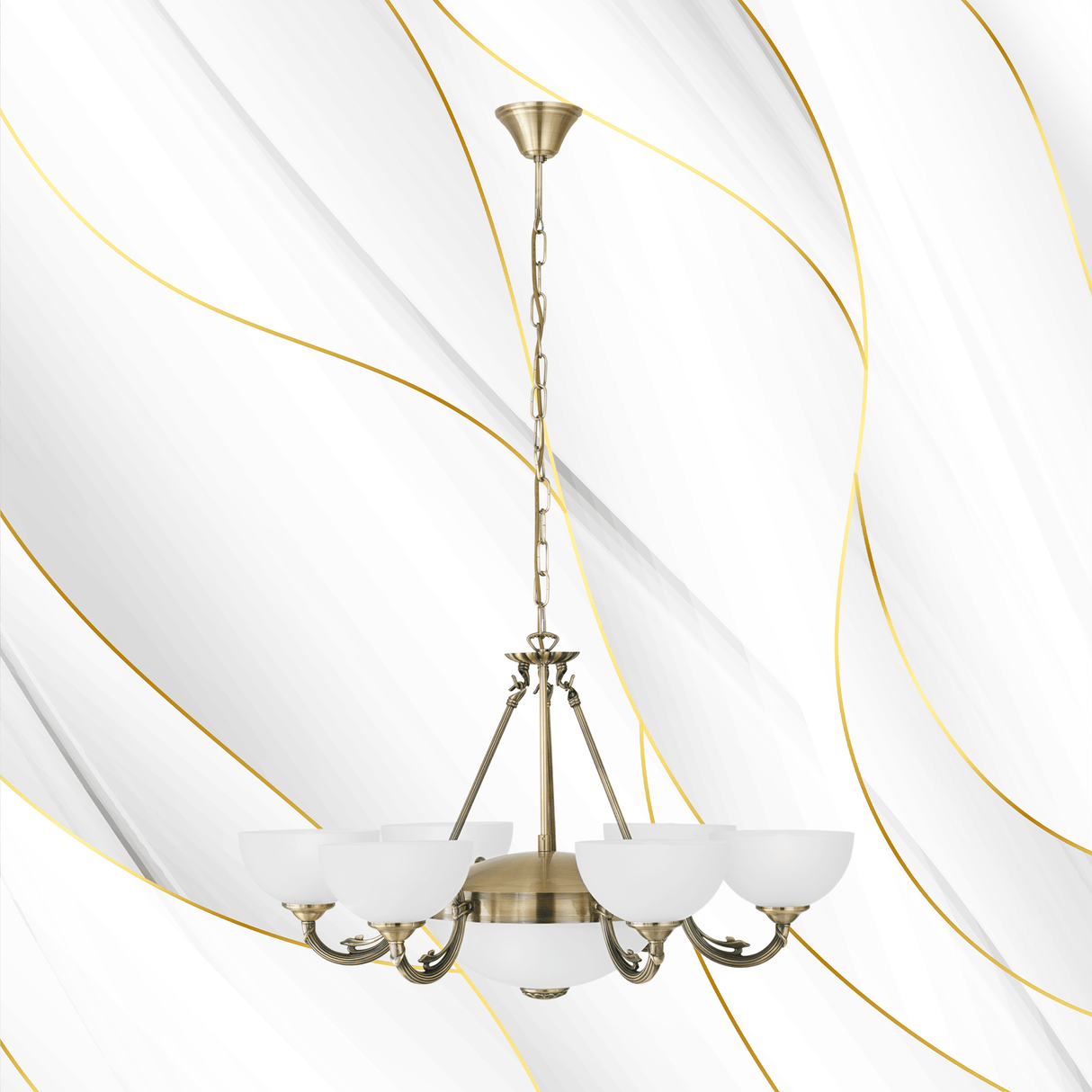 Lámpara Colgante Clásico Dorado 9 luces LED Ajustable 74x74x110 cm - Iluminacion | Bylmo