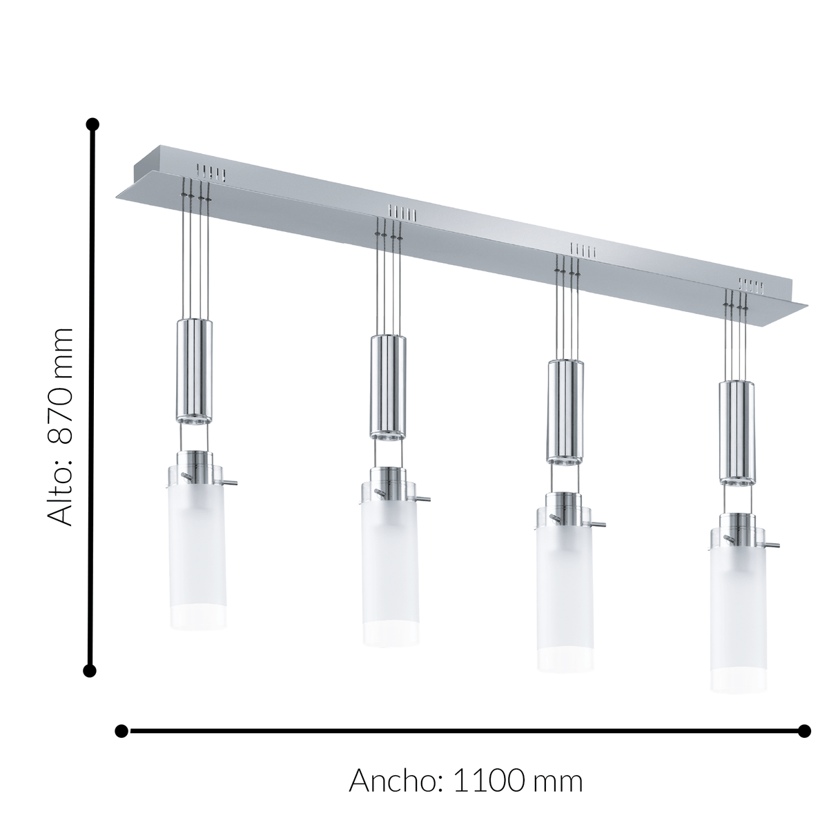 Lámpara Colgante Moderno Gris Acero Ajustable 110V 4 Luces - Iluminacion | Bylmo