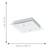 Lámpara Contemporáneo Gris 29x29x7cm 1600 Lúmenes LED 4 Luces - Iluminacion | Bylmo