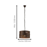 Lámpara Colgante Rústico 1 Luz 32x32x110cm Cafe Ajustable. - Iluminacion | Bylmo