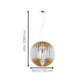Lámpara Colgante Rústico Madera 70x70x200cm Ajustable Ambiente LED - Iluminacion | Bylmo