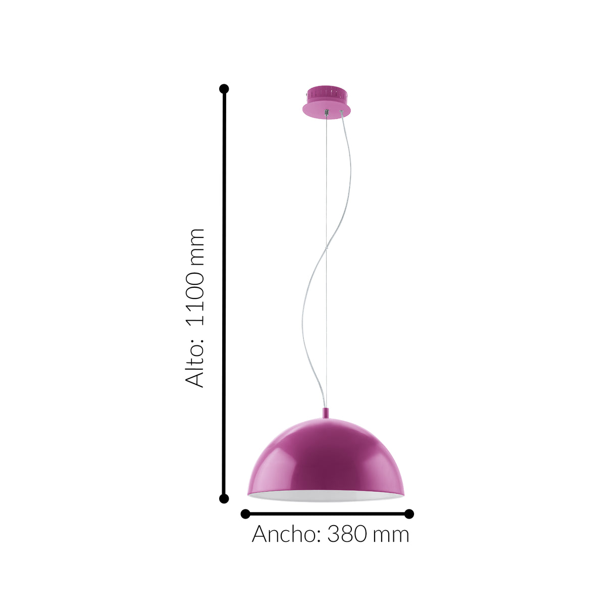 Lámpara Colgante Industrial Morada Diseño Industrial 38x38x110 cm Acero Ajustable - Iluminacion | Bylmo