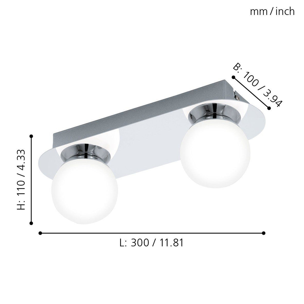 Lámpara Moderno Gris Acero 10x30x11cm LED - Iluminacion | Bylmo