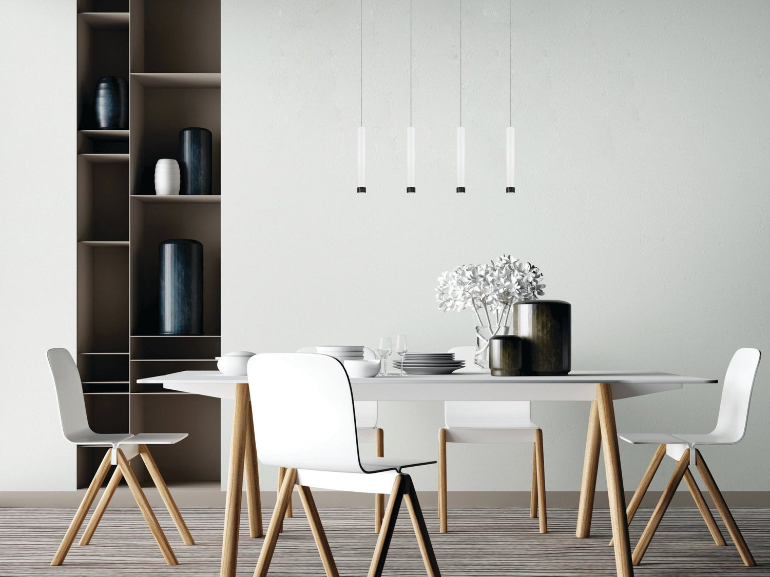 Lámpara Colgante Minimalista 4 luces Blanco Acero Ajustable 13x68x183cm - Iluminacion | Bylmo