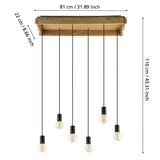 Lámpara Colgante Rústico 22x81x110cm Madera LED 6 Luces - Iluminacion | Bylmo