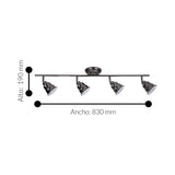Spot de Iluminación Industrial 9x83x19 Negro Acero Pared LED 35 4 Luces - Iluminacion | Bylmo