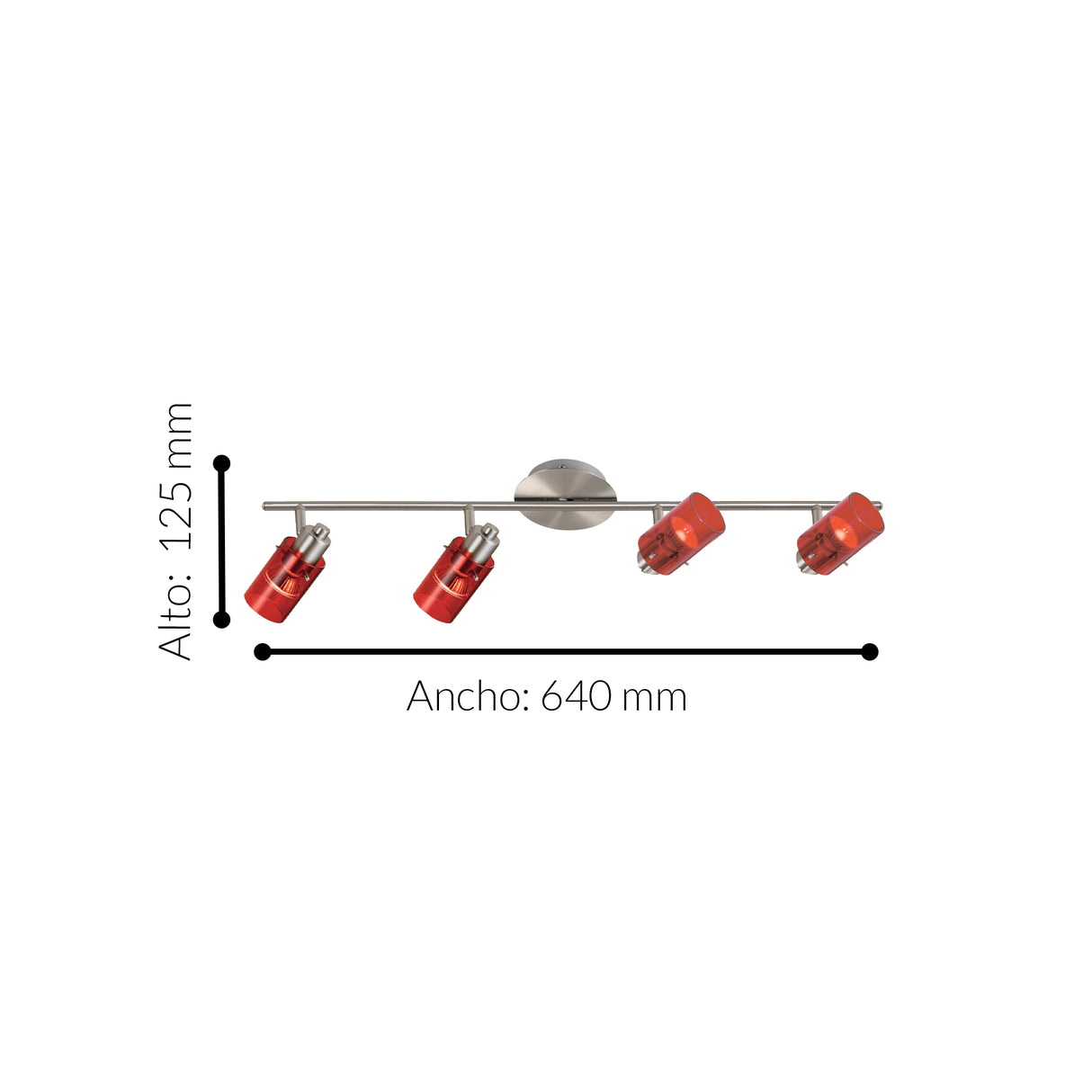Spot de Iluminación Moderno 4 Luces Rojo Ajustable LED - Iluminacion | Bylmo