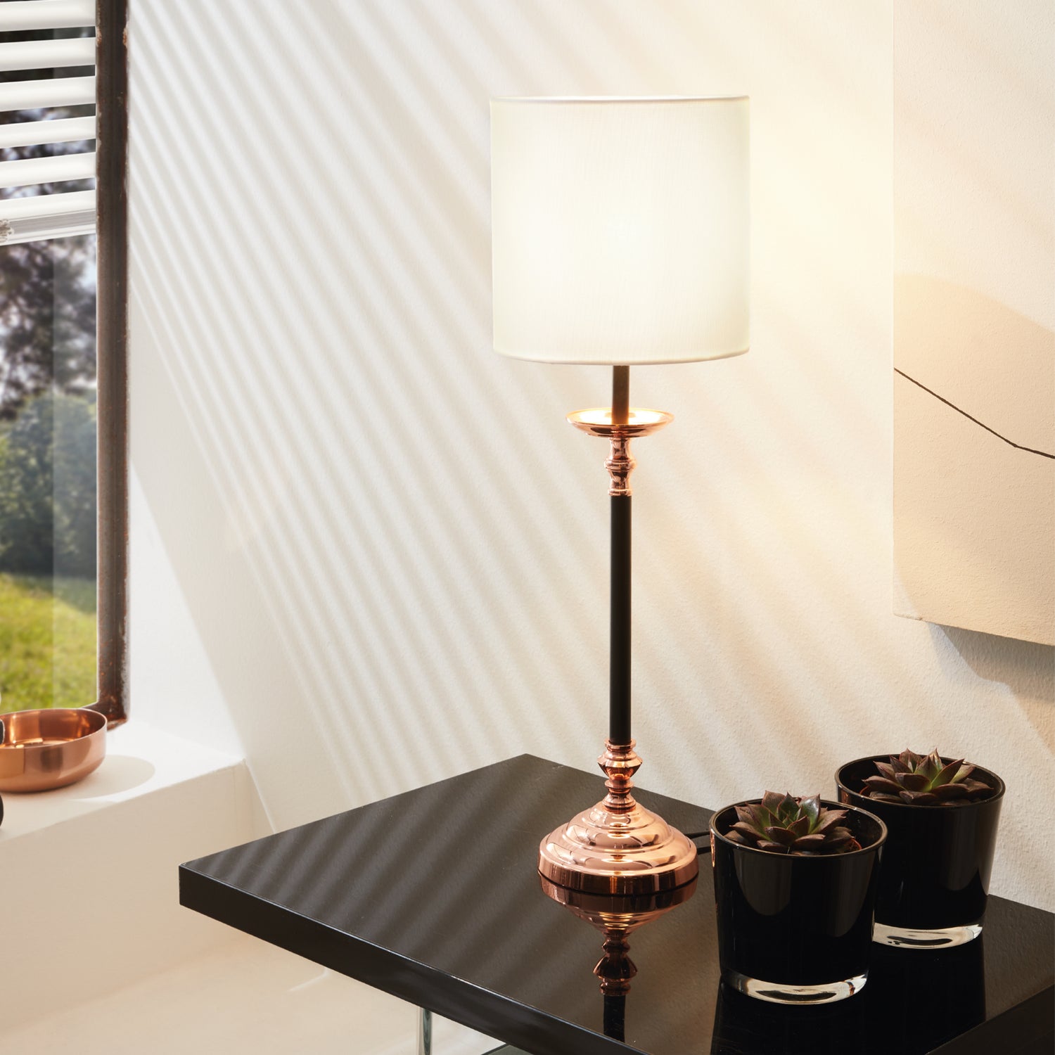 Lámpara de Mesa Vintage Acero Negro 12x12x44cm Estilo Portátil 450Lm LED - Iluminacion | Bylmo