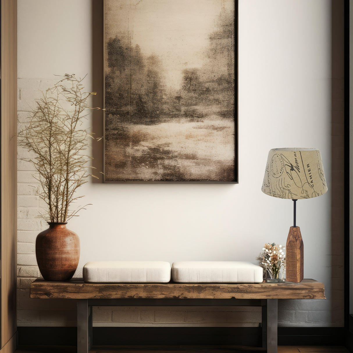 Lámpara de Mesa Rústico Madera 25x25x49 Cafe Portátil 1 luz LED 450lm - Iluminacion | Bylmo