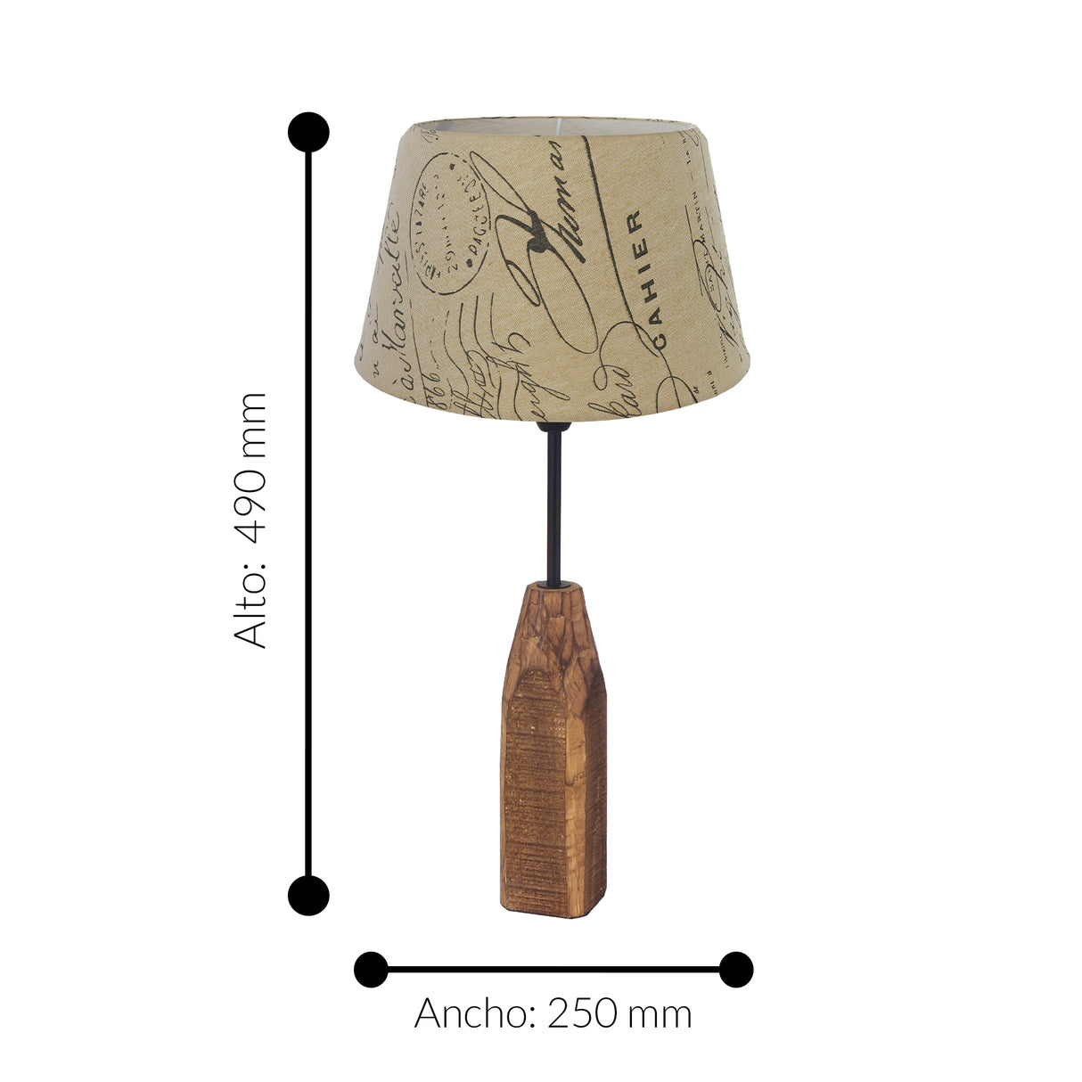 Lámpara de Mesa Rústico Madera 25x25x49 Cafe Portátil 1 luz LED 450lm - Iluminacion | Bylmo