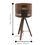 Lámpara de Mesa Rústico 1 Luz 32x32x67 Cafe Estilo Portable Apta Exterior - Iluminacion | Bylmo
