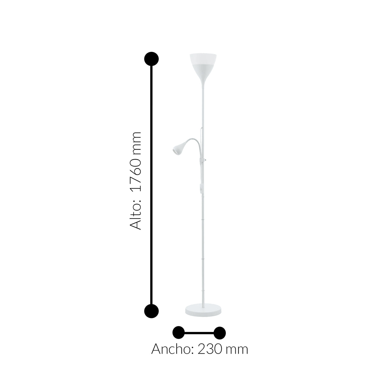 Lámpara de Piso Clásico Blanco 18x18x176cm Acero - Iluminacion | Bylmo