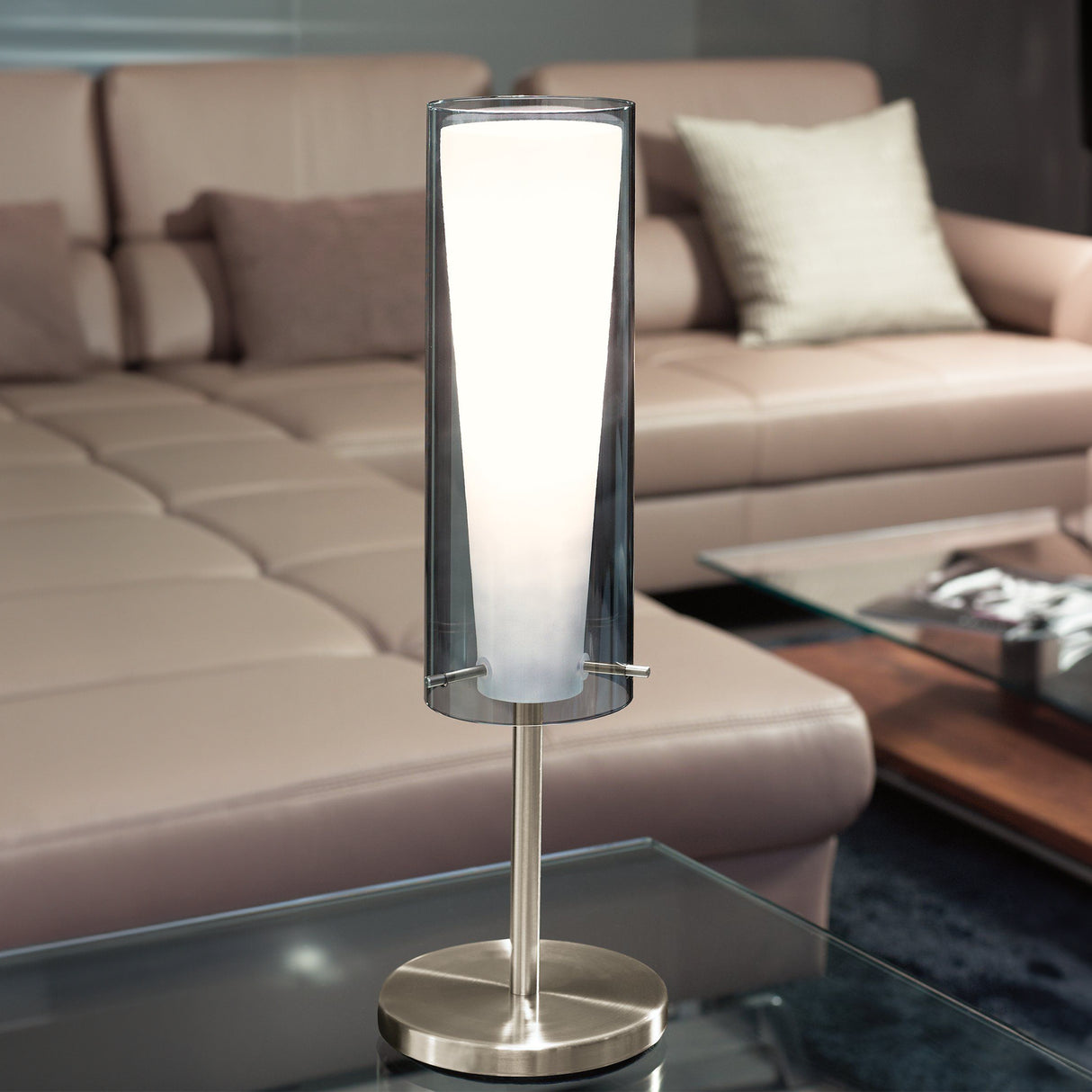 Lámpara de Mesa Moderno Gris Acero 11x11x50cm 1100 Lúmenes LED - Iluminacion | Bylmo