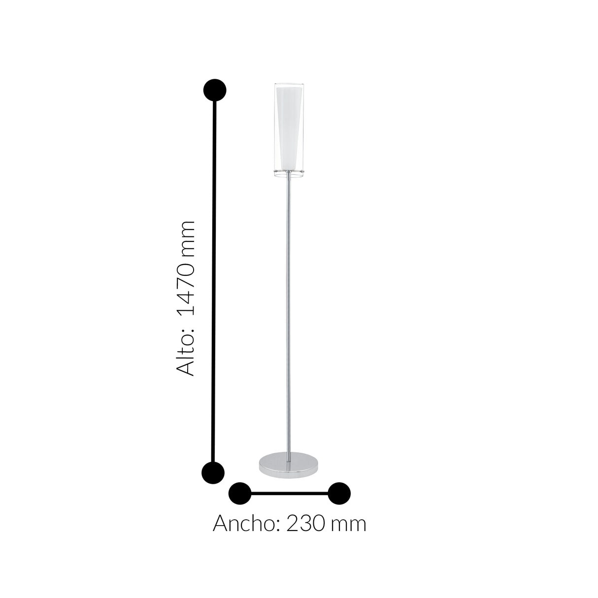 Lámpara de Piso Moderno Gris Acero 23x147cm Ambiente LED 1100L. - Iluminacion | Bylmo