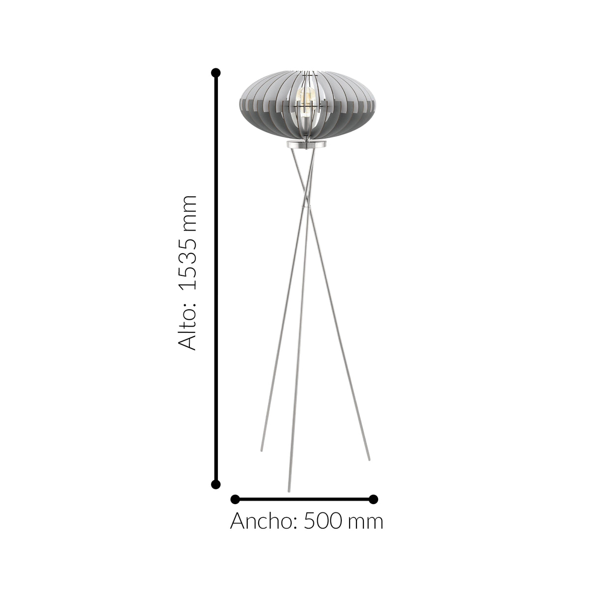 Lámpara de Piso Rústico Gris Acero 1 Luz 50x50x153cm - Iluminacion | Bylmo