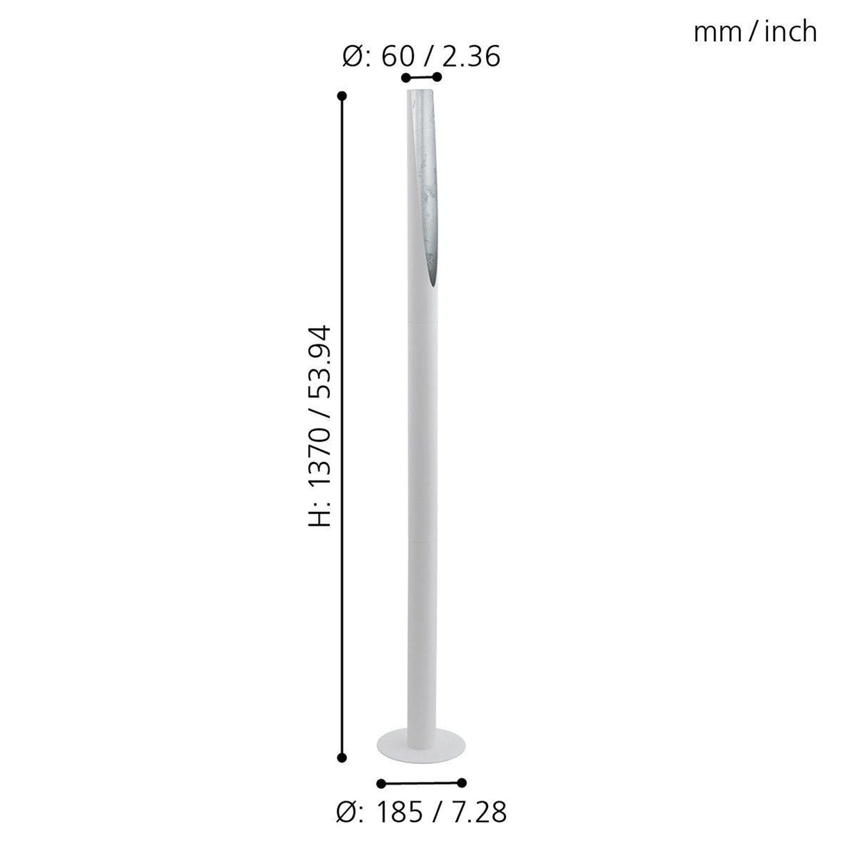 Lámpara de Piso Industrial Blanco 137cm ACERO 1 Luz 450 Lúmenes LED - Iluminacion | Bylmo