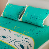 Sábana Ajustable Serebel Verde Aguamarina de Formas Robóticas Para Cama King 200 X 200 Cm - Sabanas | Bylmo