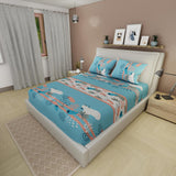 Sábana Ajustable Serebel Azul de Caracol Y Plantas Marinas Para Cama Doble 140 X 190 Cm - Sabanas | Bylmo