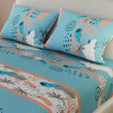 Sábana Ajustable Serebel Azul de Caracol Y Plantas Marinas Para Cama Doble 140 X 190 Cm - Sabanas | Bylmo