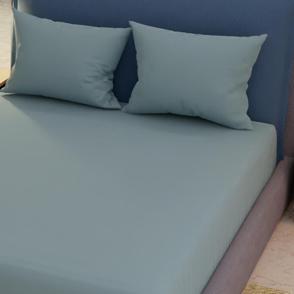 Sábana Ajustable My House Gris Azulado Fondo Entero Para Cama Doble 140 X 190 Cm - Sabanas | Bylmo