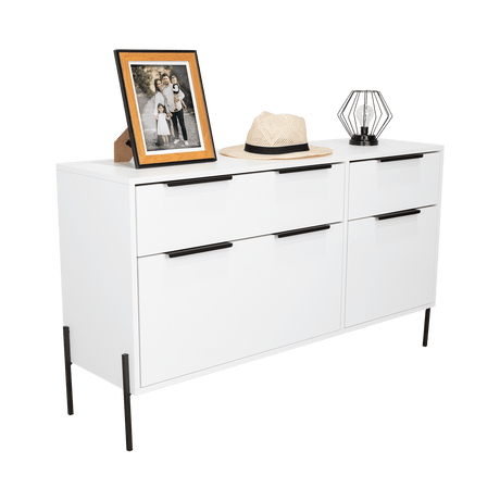 Cómoda White Collection Blanco 122.6x69cm con Cuatro Cajones - Cajoneras y Comodas | Bylmo
