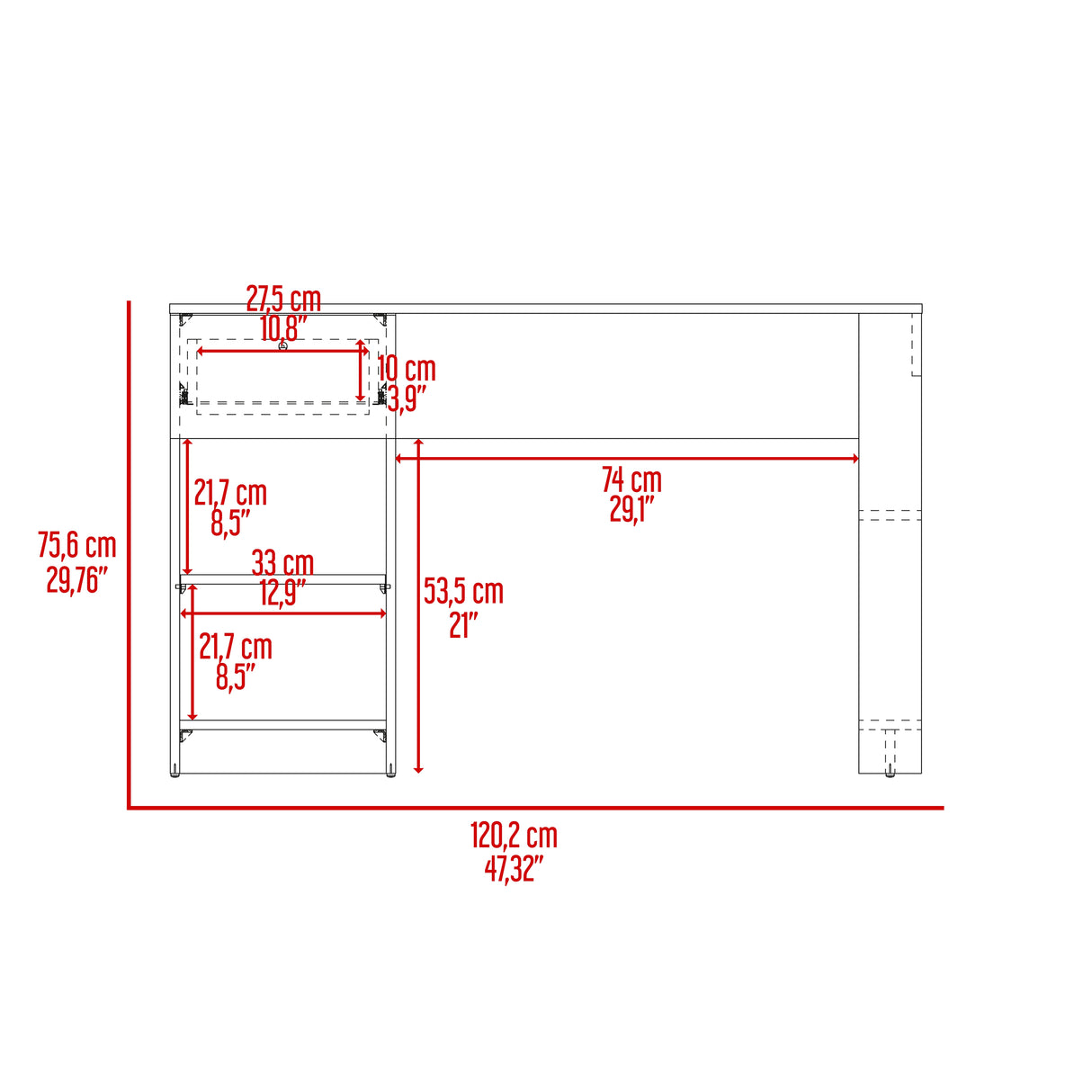 Escritorio Home Blanco 120.2x75.6cm con Organizado de Libros - Escritorios | Bylmo