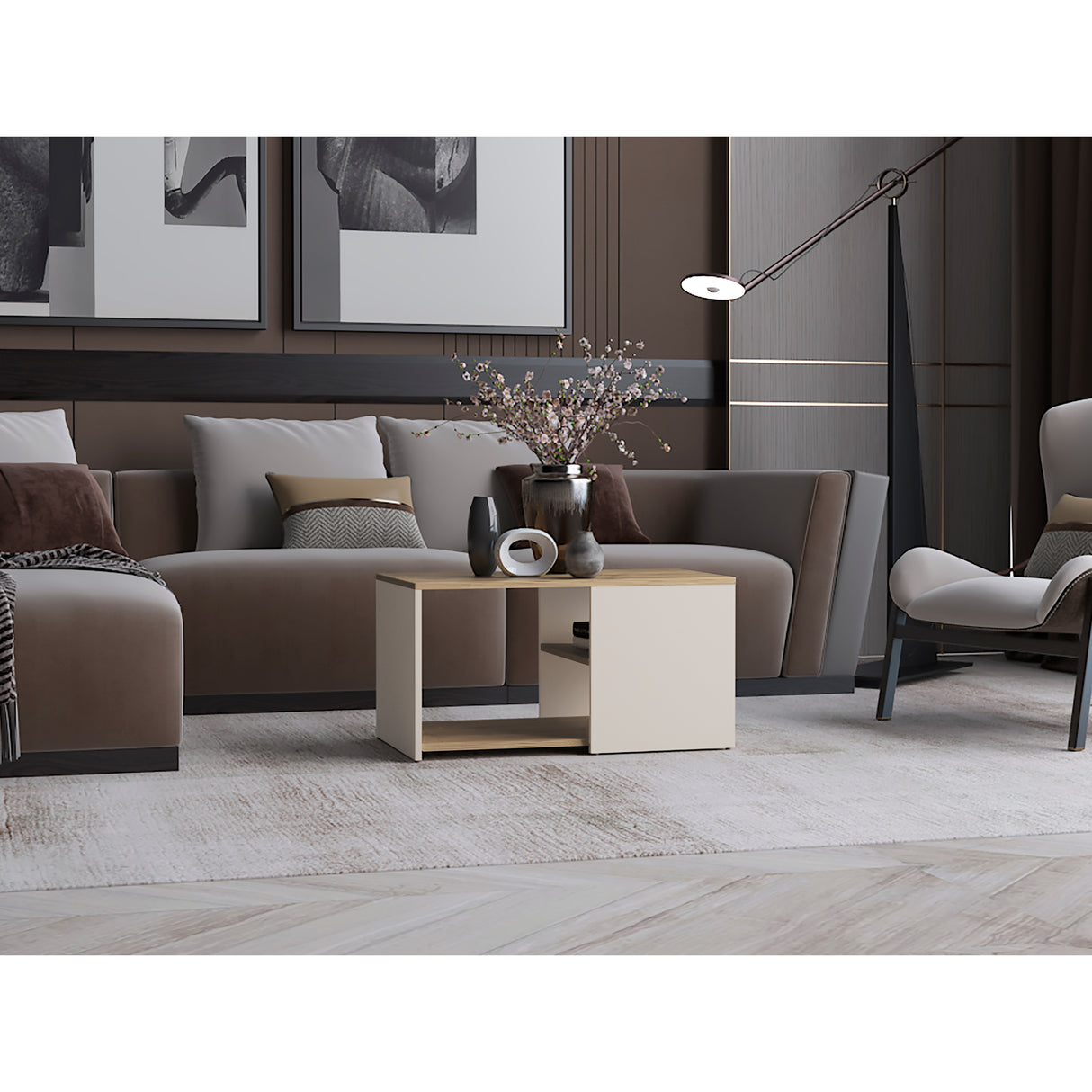 Mesa de Centro Adel Capri y Macadamia 80.1x42.1cm Rectangular - Mesas de Centro | Bylmo