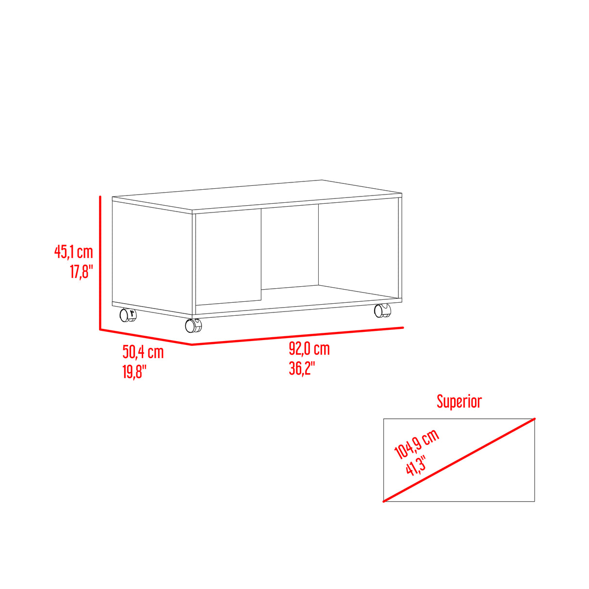 Mesa de Centro Patrick Fresno Europeo 92x45.1cm Rectangular con Patas - Mesas de Centro | Bylmo