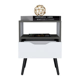 Mesa de Noche Wenden Plomo y Blanco 40x53cm con Patas - Mesas de Noche | Bylmo