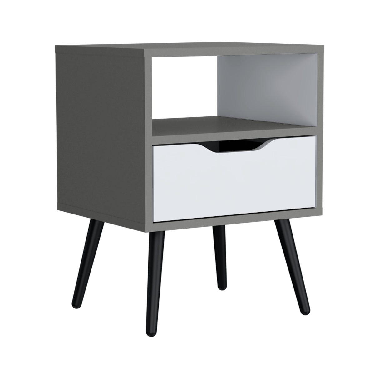Mesa de Noche Wenden Plomo y Blanco 40x53cm con Patas - Mesas de Noche | Bylmo