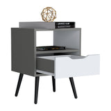 Mesa de Noche Wenden Plomo y Blanco 40x53cm con Patas - Mesas de Noche | Bylmo